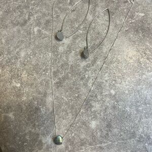 Silver earring and necklace